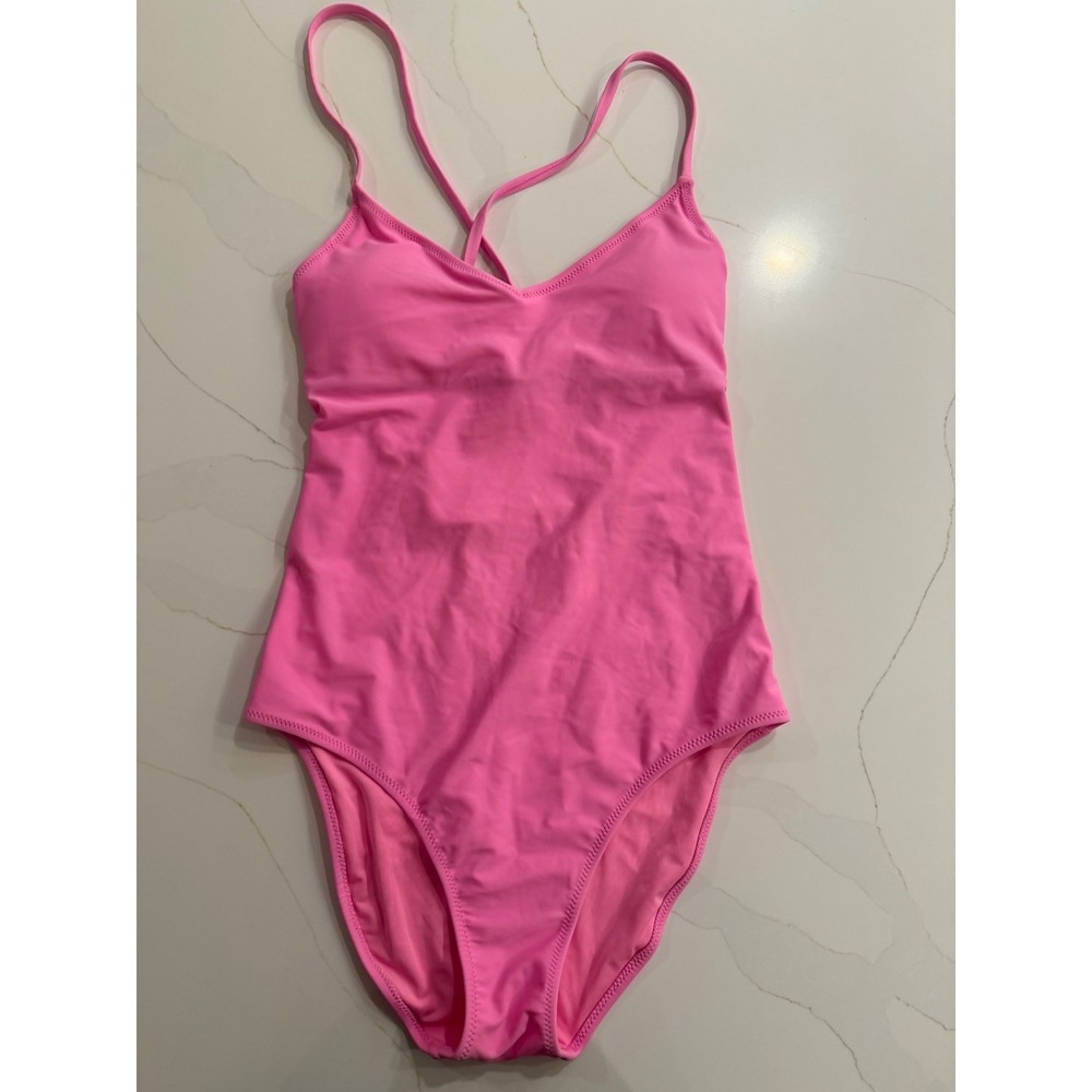 Aerie‎ One Piece Swimsuit Pink Crisscross Back Tie Straps Size M